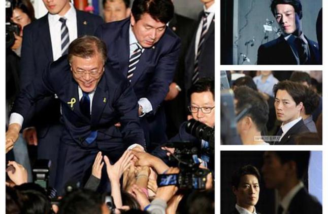 الحارس الشخصي لرئيس كوريا الجنوبية يخطف الانظار